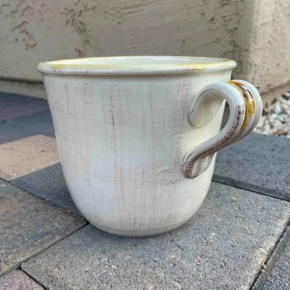 Sur La Table Cream Ceramic Rosmarino Herb Italian Planter Pot Vase with Handles - Picture 5 of 6